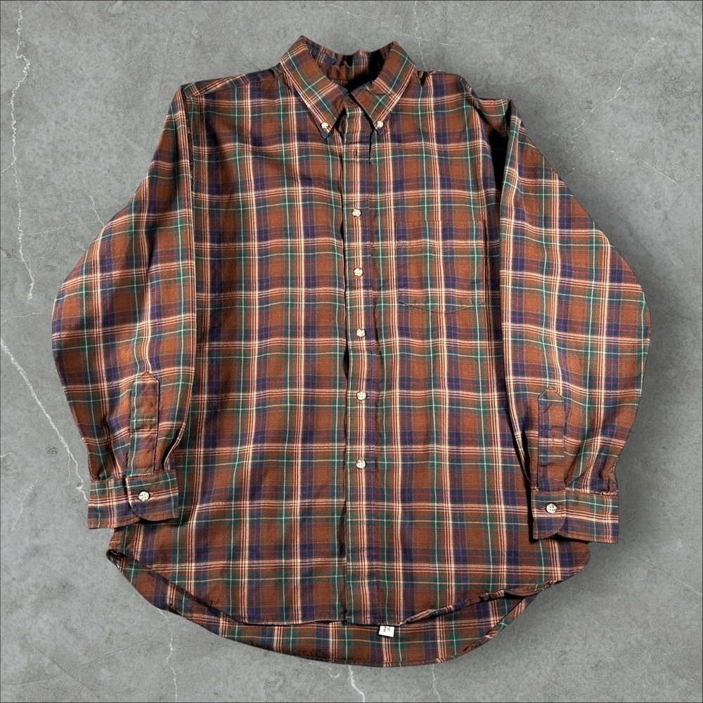 Sir Pendleton Plaid Shirt Mens Large Brown Plaid Wool Flannel Classic Outdoor